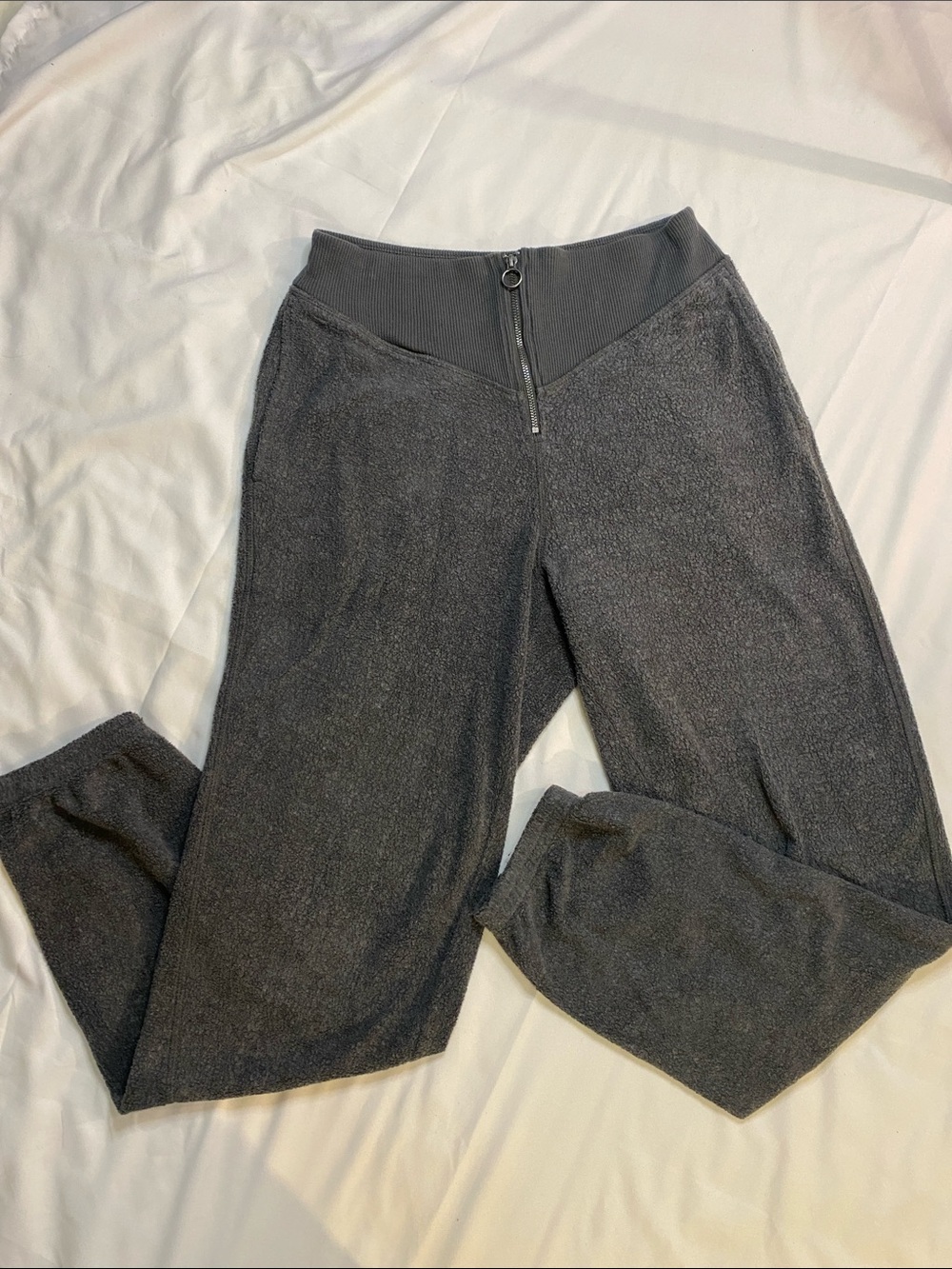 aerie Charcoal Gray Cozy Track Pants with Front Zip